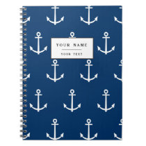Navy Blue Anchors Pattern 1 Notebook