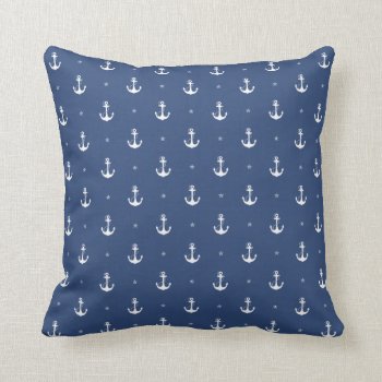 Navy Blue Anchors Throw Pillow by dec_orate_me at Zazzle