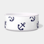 Navy Blue Anchors White Background Pattern Bowl<br><div class="desc">Preppy, nautical, navy blue anchors pattern printed on a white solid color background. GraphicsByMimi ©. Use to create your own one of a kind gift for you or your friends and family by personalizing it with your name, monogram, text or photo or leave as. Other colors and styles available in...</div>