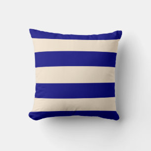 Navy Blue and Antique White Stripes Throw Pillow