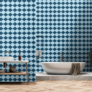 Navy blue and baby blue moroccan pattern  wallpaper