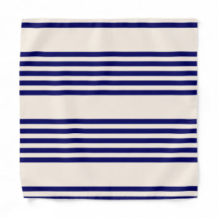 Navy blue and beige five stripes pattern bandana