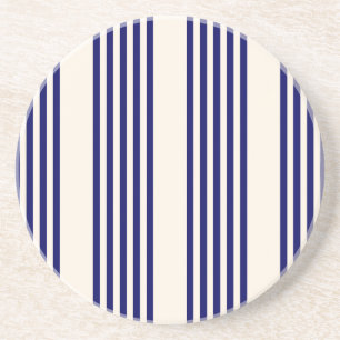 Navy blue and beige five stripes pattern coaster