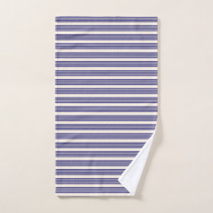 Navy blue and beige five stripes pattern hand towel 