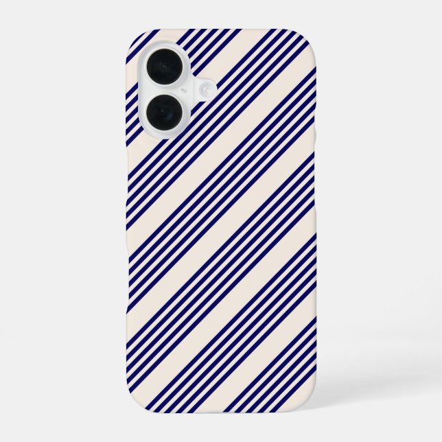 Navy blue and beige five stripes pattern iphone case (Back)