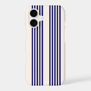 Navy blue and beige five stripes pattern iPhone 17 case