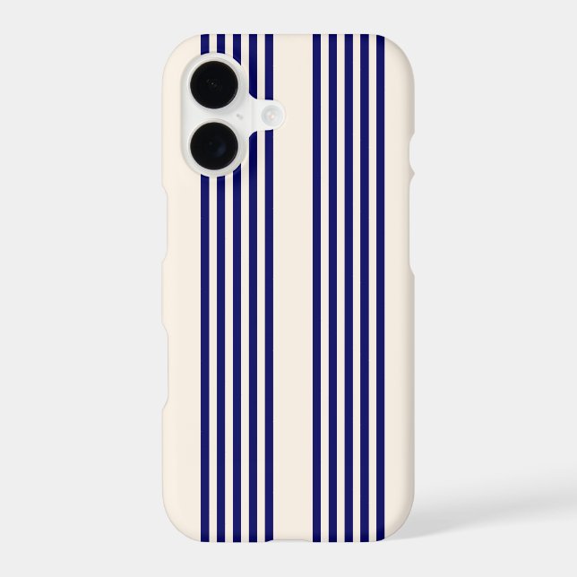 Navy blue and beige five stripes pattern iPhone case (Back)