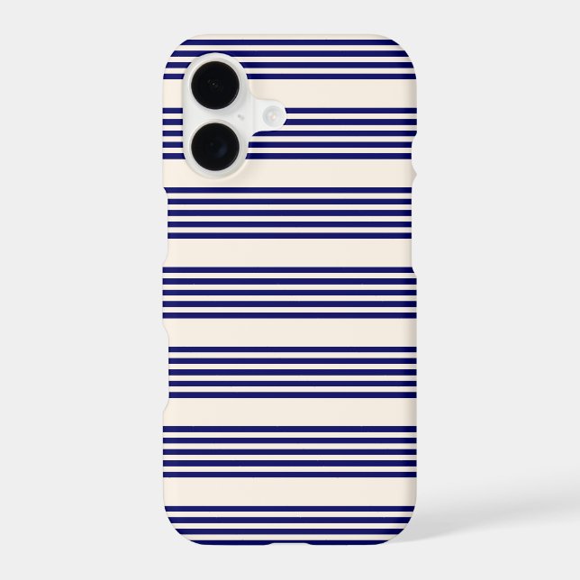 Navy blue and beige five stripes pattern iPhone case (Back)