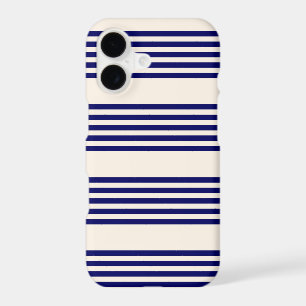 Navy blue and beige five stripes pattern iPhone 17 case