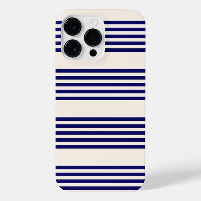 Navy blue and beige five stripes pattern iPhone case (Back)