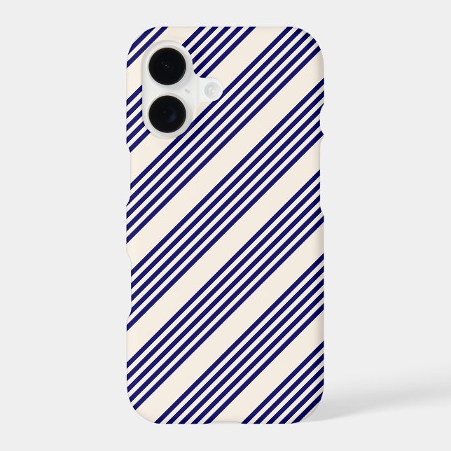 Navy blue and beige five stripes pattern iPhone case (Back)