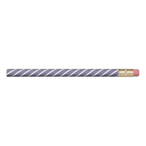 Navy blue and beige five stripes pattern pencil