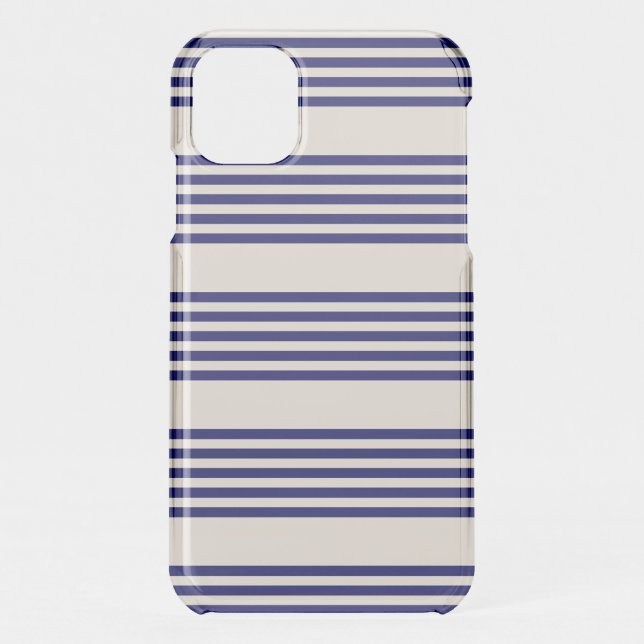 Navy blue and beige five stripes pattern uncommon iPhone case (Back)