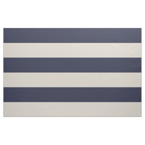 Navy Blue and Beige Wide Stripes Large Scale Fabric