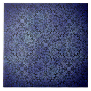 Navy Blue and Black Knit Pattern Ceramic Tile