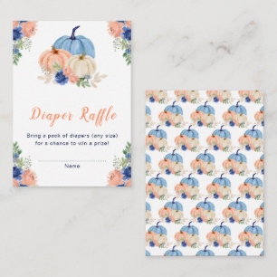 Navy Blue and Blush Floral Pumpkins Baby Shower Enclosure Card