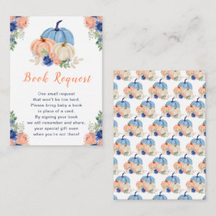 Navy Blue and Blush Floral Pumpkins Baby Shower Enclosure Card
