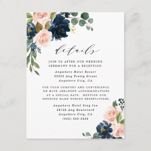 Navy Blue and Blush Pink Floral Country Wedding