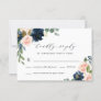 Navy Blue and Blush Pink Floral Country Wedding RSVP Card