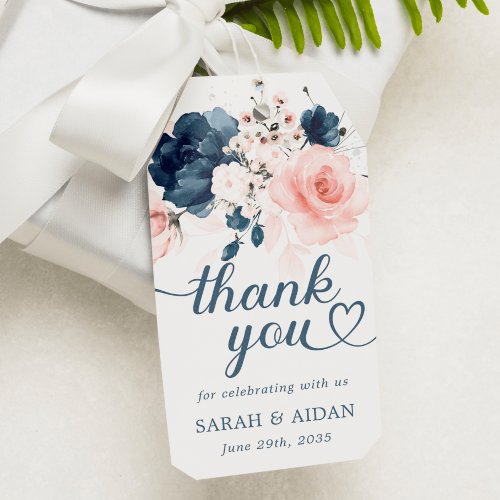 Navy Blue and Blush Pink Floral Gift Tag