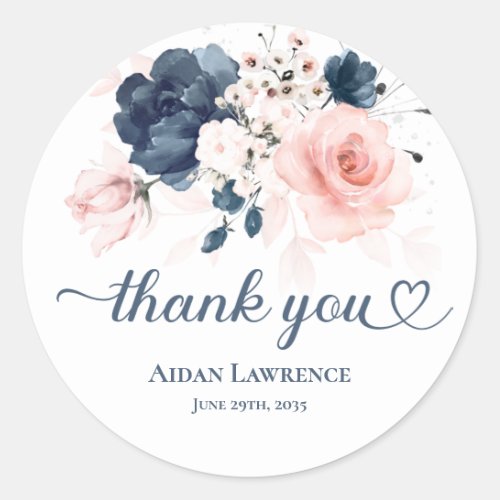 Navy Blue and Blush Pink floral Sticker