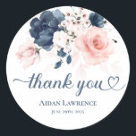 Navy Blue and Blush Pink floral Sticker<br><div class="desc">Leave a impression on your guests with Navy Blue and Blush Pink floral theme.
Raise the class with an elegant party with this Navy Blue and Blush Pink floral theme.
Personalize with your information or click "Click to customize further" to edit font styles,  size and colors.</div>