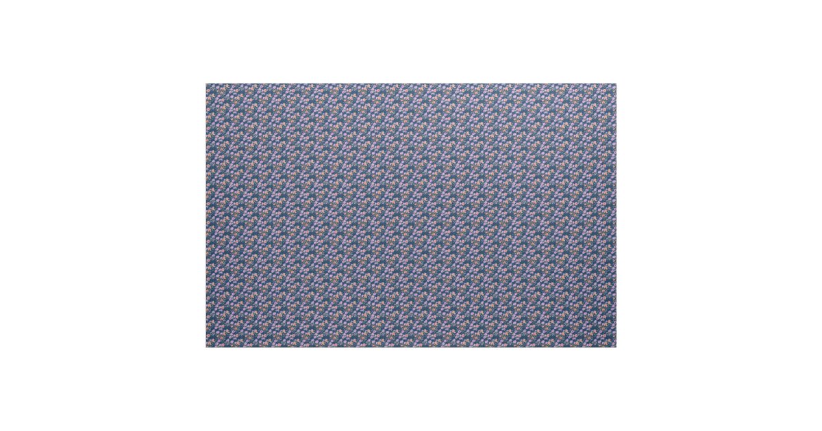 Navy Blue and Blush Pink Vintage Floral Pattern Fabric | Zazzle