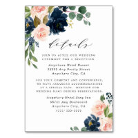 Navy Blue and Blush Pink Wedding Enclosure Cards