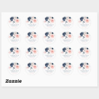 Navy Blue and Blush Pink Wedding Stickers