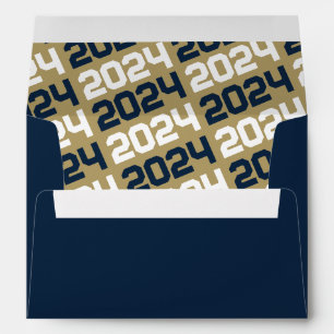 Navy Blue and Bronze Gold Graduation Envelopes
