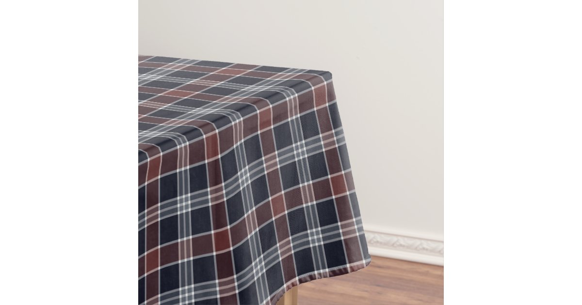 Navy Blue and Burgundy Plaid Tablecloth | Zazzle.com
