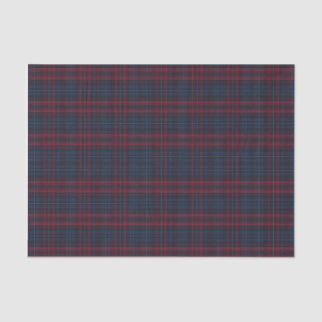 Navy Blue and Burgundy Plaid Tissue Paper (Front)