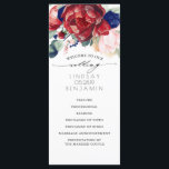 Navy Blue and Burgundy Red Floral Wedding Programs<br><div class="desc">Navy blue and burgundy red boho fall wedding programs</div>