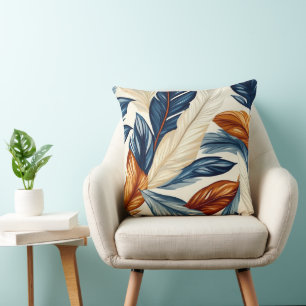 Navy Blue and Burnt Orange Throw Pillow