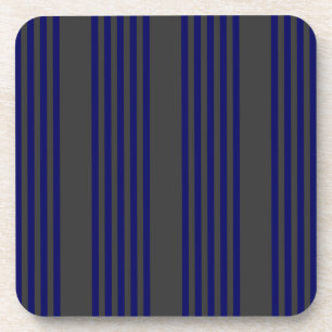 Navy blue and charcoal five stripes pattern beverage coaster