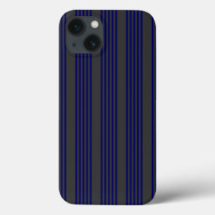 Navy blue and charcoal five stripes pattern iPhone 13 case