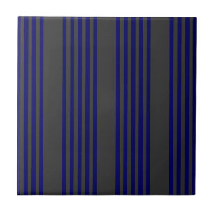 Navy blue and charcoal five stripes pattern ceramic tile