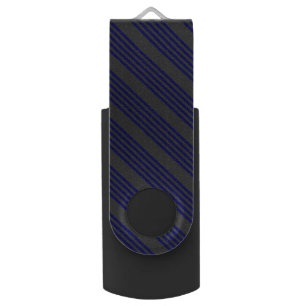 Navy blue and charcoal five stripes pattern flash drive