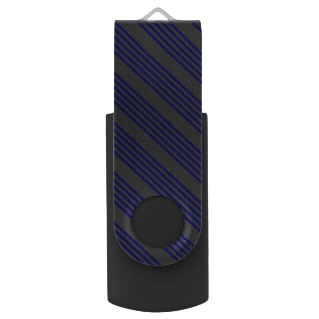 Navy blue and charcoal five stripes pattern flash drive (Front Vertical)