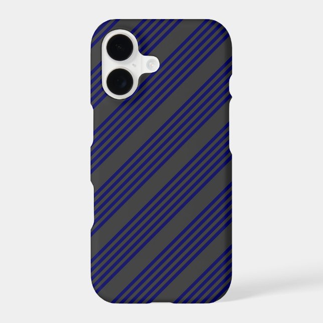 Navy blue and charcoal five stripes pattern iPhone case (Back)
