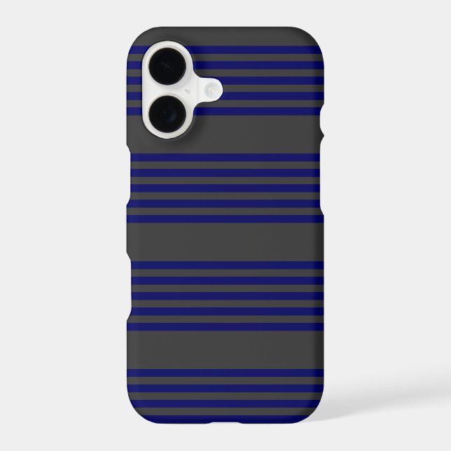 Navy blue and charcoal five stripes pattern iPhone case (Back)