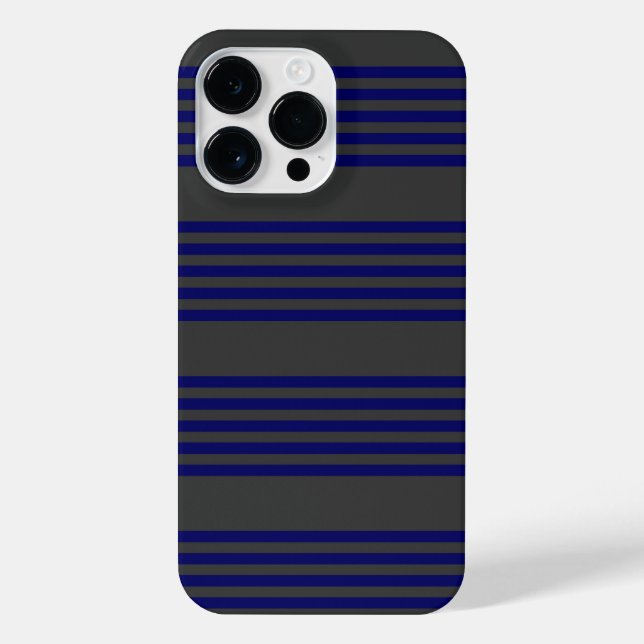 Navy blue and charcoal five stripes pattern iPhone case (Back)