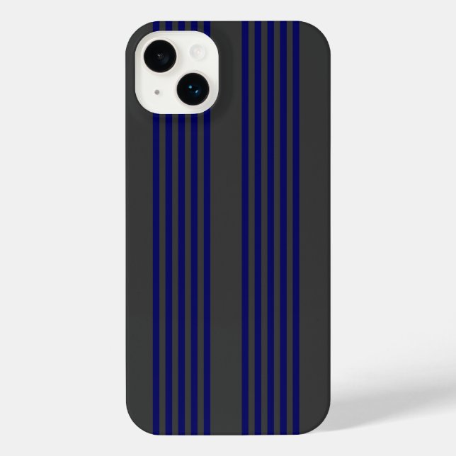 Navy blue and charcoal five stripes pattern iPhone case (Back)