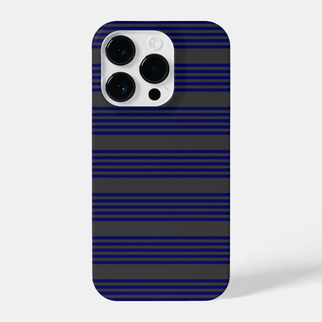 Navy blue and charcoal five stripes pattern iPhone case (Back)