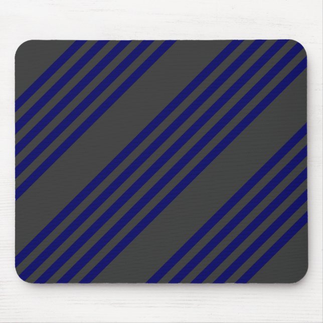Navy blue and charcoal five stripes pattern mouse pad (Front)