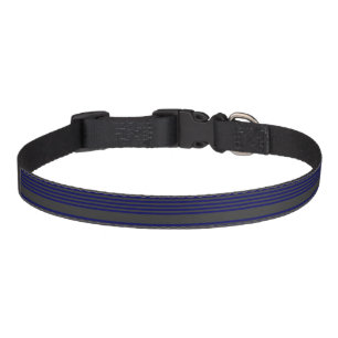 Navy blue and charcoal five stripes pattern pet collar
