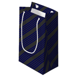 Navy blue and charcoal five stripes pattern small gift bag