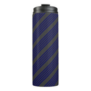 Navy blue and charcoal five stripes pattern thermal tumbler