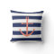 Navy Blue and Coral Anchor Pillow