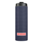 Navy Blue and Coral Tiny Dots Monogram